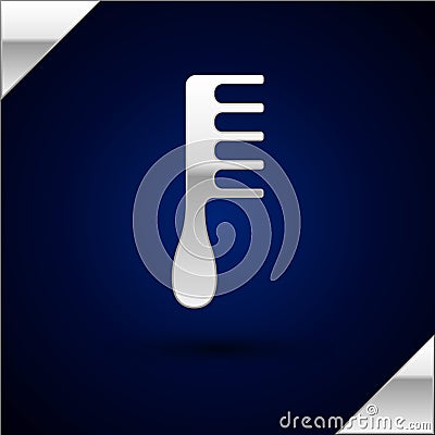 Silver Hairbrush icon isolated on dark blue background. Comb hair sign. Barber symbol. Vector Illustration Vector Illustration
