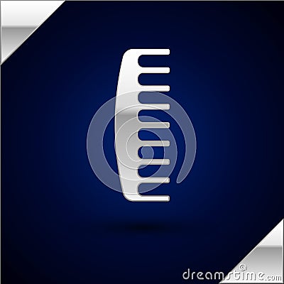 Silver Hairbrush icon isolated on dark blue background. Comb hair sign. Barber symbol. Vector Illustration Vector Illustration