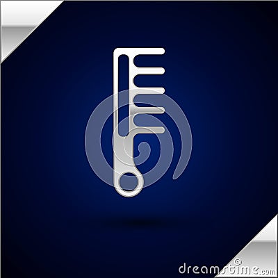 Silver Hairbrush icon isolated on dark blue background. Comb hair sign. Barber symbol. Vector Vector Illustration