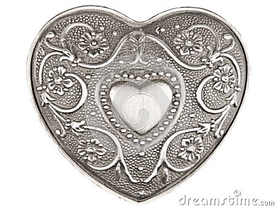 Silver Heart on white Stock Photo