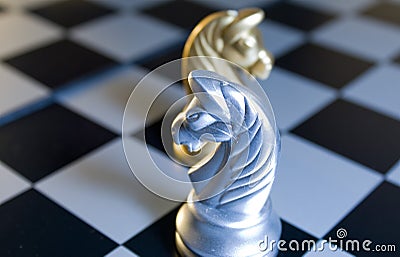 Silver Horse Chess Stock Photo