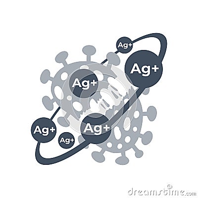 Silver ions acting icon - Ag plus properties Vector Illustration