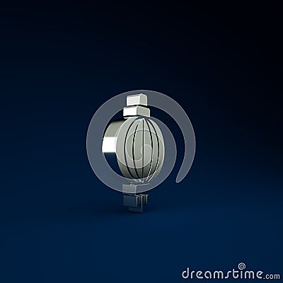 Silver Japanese paper lantern icon isolated on blue background. Minimalism concept. 3d illustration 3D render Cartoon Illustration