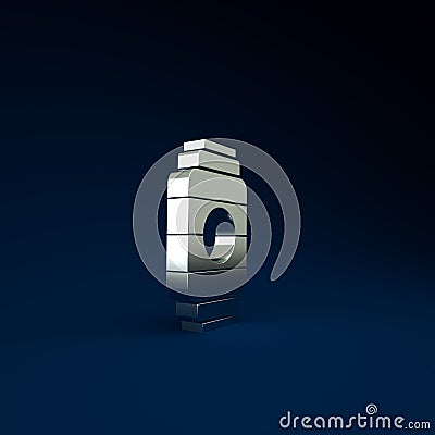 Silver Japanese paper lantern icon isolated on blue background. Minimalism concept. 3d illustration 3D render Cartoon Illustration