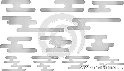 Silver Japanese style deformed cloud set Vector Illustration