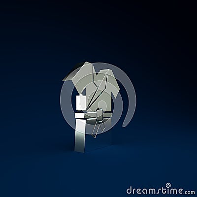 Silver Japanese traditional costume Kimono icon isolated on blue background. Minimalism concept. 3d illustration 3D Cartoon Illustration