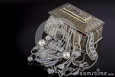 Silver jewelry Stock Photo