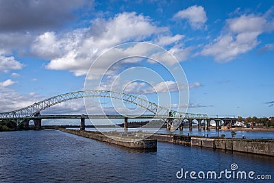 Silver Jubilee Bridge, Manchester Ship Canal, England Editorial Stock Photo
