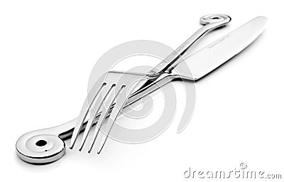 Silver knife and fork Stock Photo