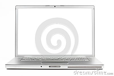 Silver laptop Stock Photo