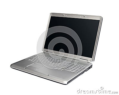Silver laptop Stock Photo