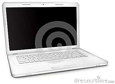 Silver laptop with black blank screen Vector Illustration