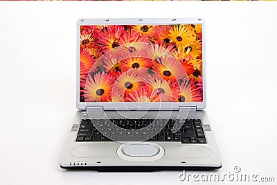 Silver Laptop Computer Stock Photo