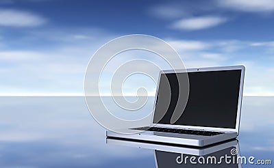 Silver Laptop scene Stock Photo