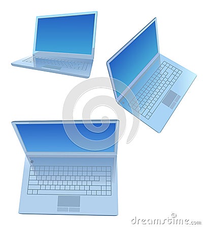 Silver laptops Vector Illustration