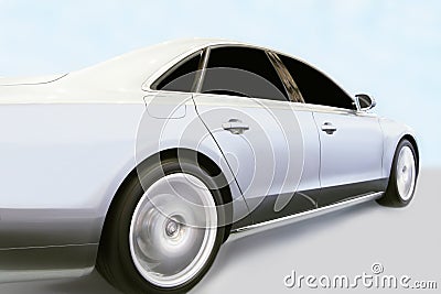 Silver limousine Stock Photo