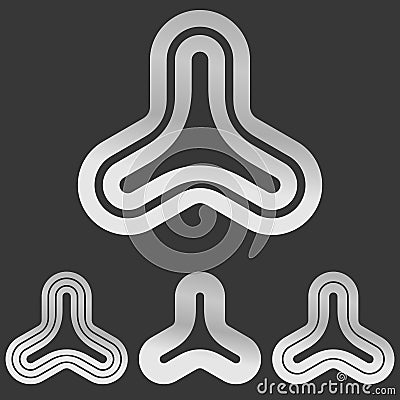 Silver line triangular logo design set Vector Illustration