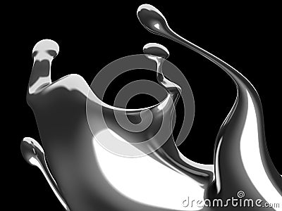 Silver liquid abstract shiny splash Cartoon Illustration