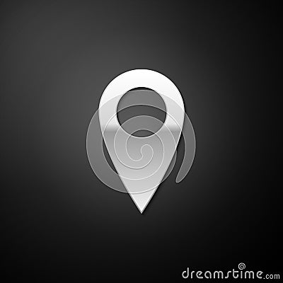 Silver Location icon isolated on black background. Pointer symbol. Navigation map, gps, direction, place, compass Vector Illustration