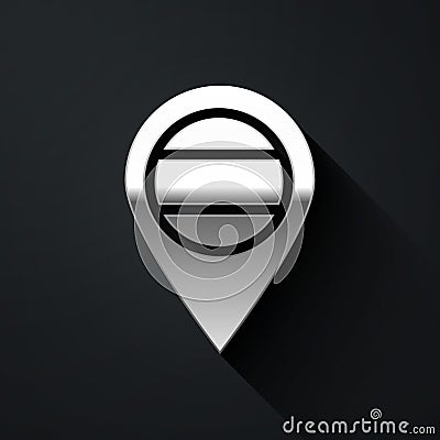 Silver Location Russia icon isolated on black background. Navigation, pointer, location, map, gps, direction, place Vector Illustration