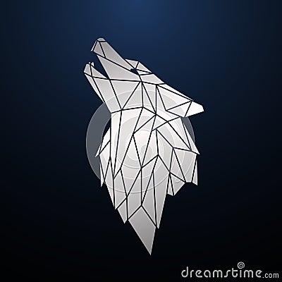 Silver Low Poly Wolf Head. Vector Illustration