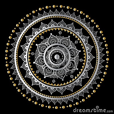 Silver mandala Vector Illustration