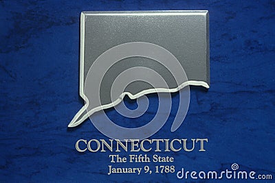 Silver Map of Connecticut Stock Photo