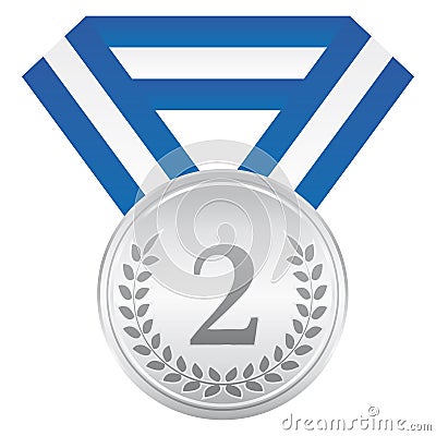 Silver medal. 2nd place. Award ceremony icon. Vector Illustration