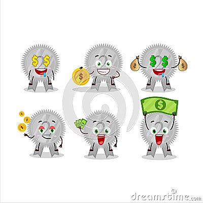 Silver medals ribbon cartoon character with cute emoticon bring money Vector Illustration