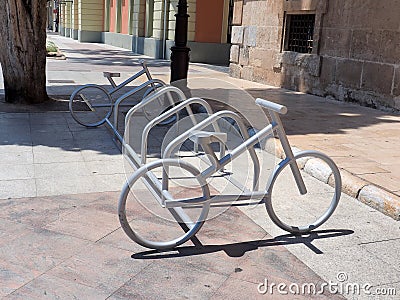 Bike holder on trhe street Stock Photo