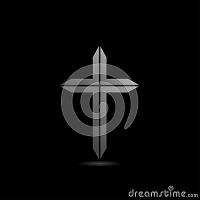 Silver Metal cross logo Vector Illustration