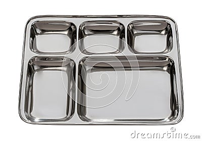 Silver Metal Tray Isolated with clipping path Stock Photo