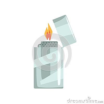 Silver metal zippo lighter vector Illustration Vector Illustration