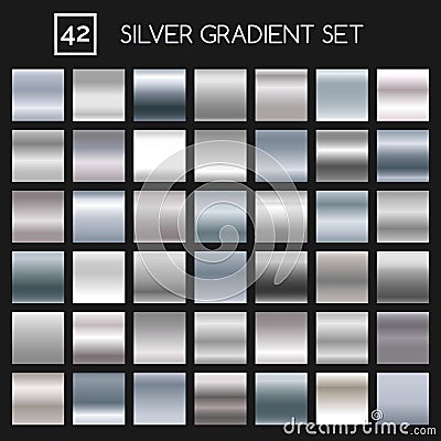 Silver metallic gradient set Vector Illustration