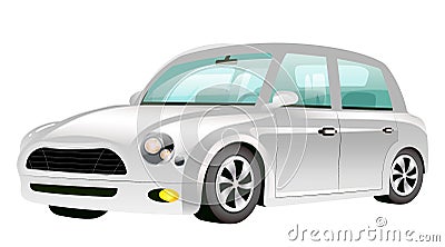 Silver mini cooper cartoon vector illustration Vector Illustration