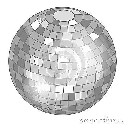 Silver mirror ball or discoball for party. Vector Vector Illustration