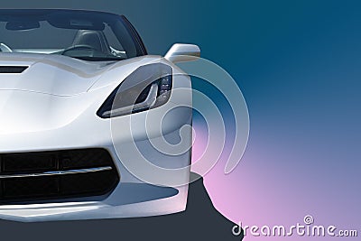 Silver modern car on colorful background. Stock Photo