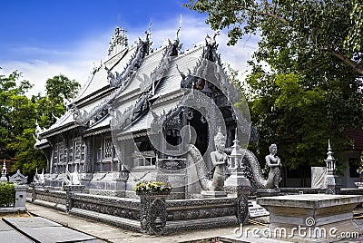 Silver monastery in Wat srisuphan Stock Photo