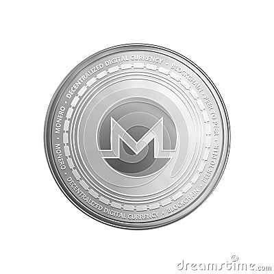 Silver Monero coin symbol. Vector Illustration