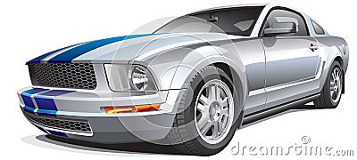 Silver muscle car Vector Illustration