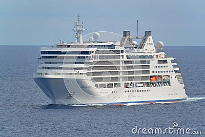 Silversea Cruise Line Silver Muse at sea three quarter view Editorial Stock Photo