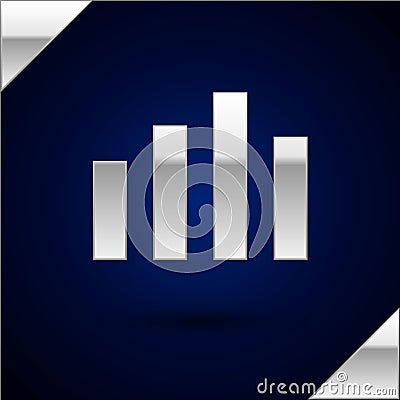 Silver Music equalizer icon isolated on dark blue background. Sound wave. Audio digital equalizer technology, console Vector Illustration