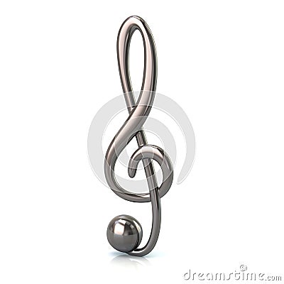 Silver music treble clef Cartoon Illustration