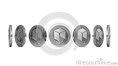 Silver NEO shown from seven angles isolated Stock Photo