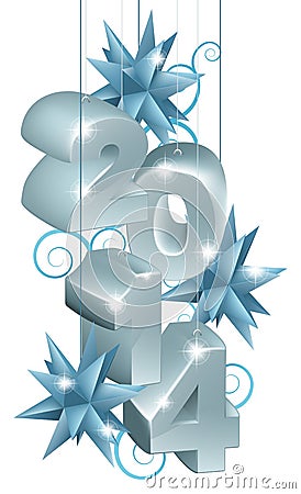 Silver New Year or Christmas 2014 Decorations Vector Illustration