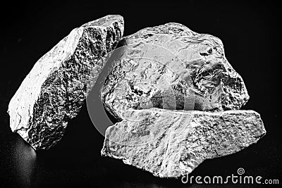 silver nugget native to Liberia isolated on black background Stock Photo