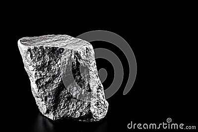 silver nugget native to Liberia isolated on black background , macro photography Stock Photo