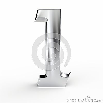 Silver Number One: A Monumental Scale Jay Anacleto Style 3d Letter I Stock Photo