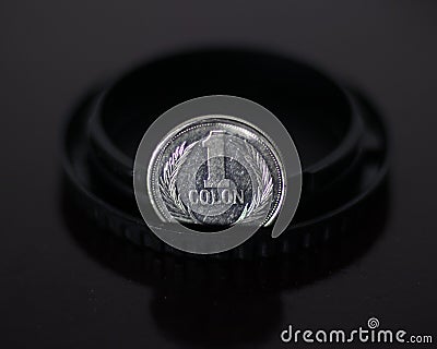 Silver One Colon Coin Stock Photo