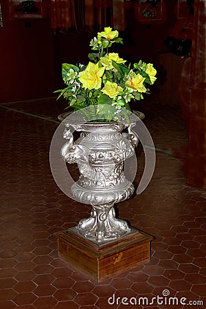 Silver Painted Flower Vase Stock Photo